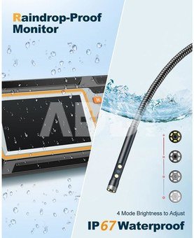 K&F Concept K&F Industrial Endoscope Dual Lens Inspection Camera 5.5mm with Metal Cable and 4.3' IPS Hard Screen, 8 LED Lights Hydro Camera, 20M
