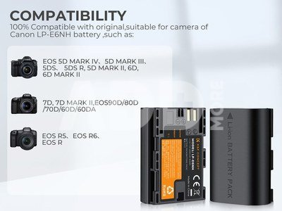 K&F Concept K&F LPE6NH 2250mAh Digital Camera Dual Battery with Dual Channel Charger, for Canon Camera Charger