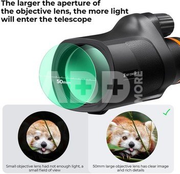 K&F Concept K&F Monocular Telescope 12X50 Outdoor Telescope Hunting, IP68 Dust-Proof Waterproof