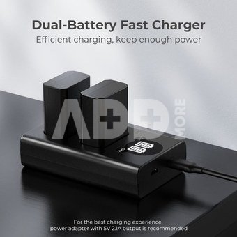 K&F Concept K&F NP-FW50 Digital Camera Dual LED Display Screen charger; Supports Micro USB and Type-C charging