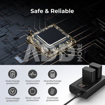K&F Concept K&F NP-FW50 Digital Camera Dual LED Display Screen charger; Supports Micro USB and Type-C charging