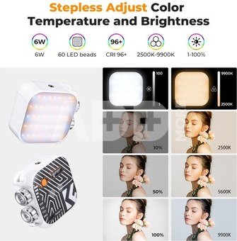 K&F Concept K&F RGB Full Color Portable Photography Light 360&deg; 2500K - 9900K CRI 96+ Built-in 2000mAh Battery 21 Lighting Effects White