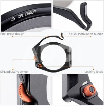 K&F High-End Square Bracket System, with built-in 95mm CPL, with 67/72/77/82mm adapter ring, Square