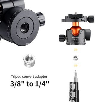 K&F Professional 35mm Metal Tripod Ball Head 360 Degree Rotating Panoramic with 1/4 inch Quick Release Plate