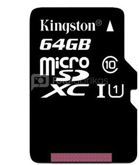 Kingston Gold UHS-I U3 64 GB, MicroSDXC, Flash memory class 10, SD Adapter