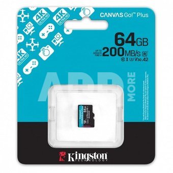 Kingston Memory card microSD 64GB Canvas Go! Plus 200MB/s A2 U3 V30