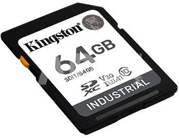 Kingston Memory card SD 64GB Industrial C10 UHS-I U3 V30 A1 pSLC