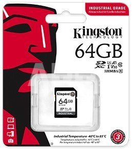 Kingston Memory card SD 64GB Industrial C10 UHS-I U3 V30 A1 pSLC