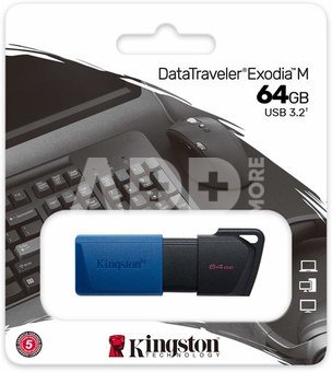 Kingston USB 3.2 Flash Drive DataTraveler Exodia M 64 GB, USB 3.2, Black/Blue