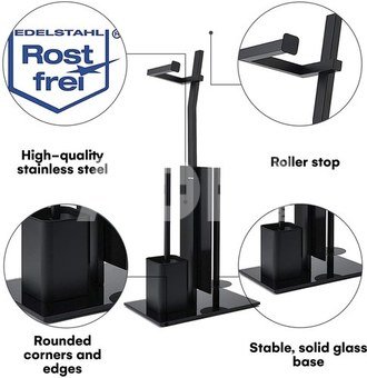 Toilet set with roll holder Black