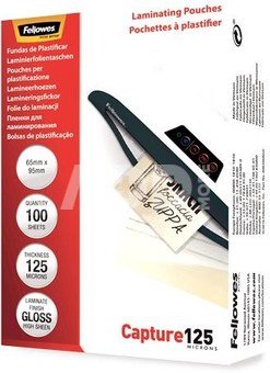 Fellowes Glossy 125 Micron Card Laminating Pouch - 65x95 mm