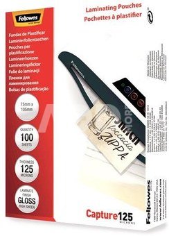 Fellowes Glossy 125 Micron Card Laminating Pouch 75x105 mm