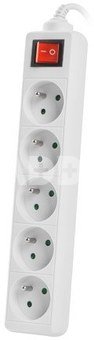 Lanberg Power strip 3m, white, 5 sockets, with switch, cable made of solid copper