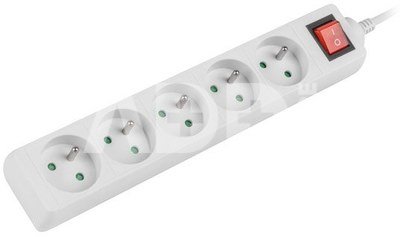 Lanberg Power strip 3m, white, 5 sockets, with switch, cable made of solid copper