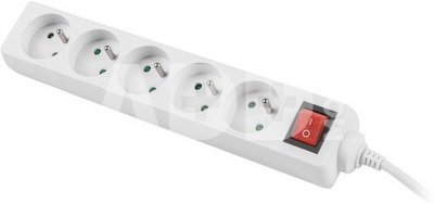 Lanberg Power strip 3m, white, 5 sockets, with switch, cable made of solid copper