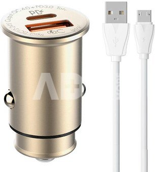 LDNIO C506Q USB, USB-C Car charger + MicroUSB Cable