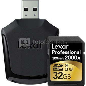 Lexar SDHC Card incl Reader 32GB 2000x Professional RDR UHS-II