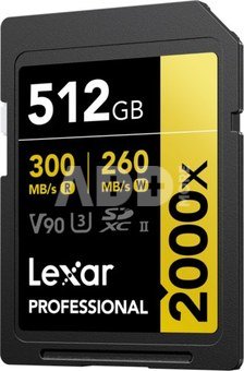 Lexar SDXC Pro 2000X UHS-II U3 R300/W260 (V90) 512GB