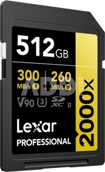 Lexar SDXC Pro 2000X UHS-II U3 R300/W260 (V90) 512GB