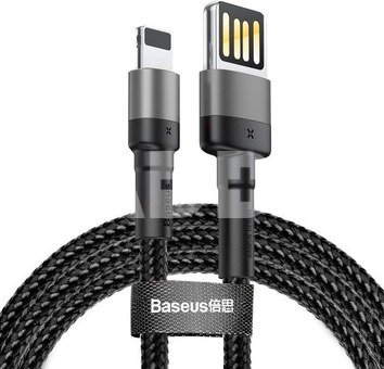 Lightning USB cable (reversible) Baseus Cafule 2.4A 1m (gray-black)