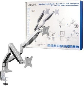 Logilink BP0043 Dual Monitor Desk mount, 13"-32",gas spring, aluminum