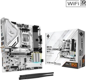 Mainboard|ASROCK|AMD B850|SAM5|Micro-ATX|Memory DDR5|Memory slots 4|4xPCI-Express 4.0 4x |1xPCI-Express 5.0 16x|1xM.2|1xHDMI|1xDisplayPort|1xAudio-In|1xAudio-Out|1xMicrophone|4xUSB 2.0|3xUSB 3.2|1xUSB-C|1xRJ45|B850MSTEELLEGENDWIFI