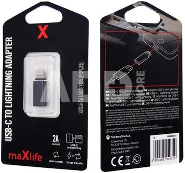 Maxlife adapter USB-C - Lightning, black