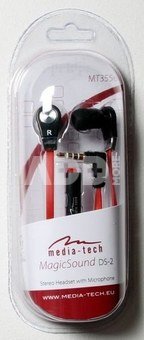 Media-Tech MAGICSOUND DS-2 - STEREO EARPHONES WITH MICROPHONE, BLACK-RED