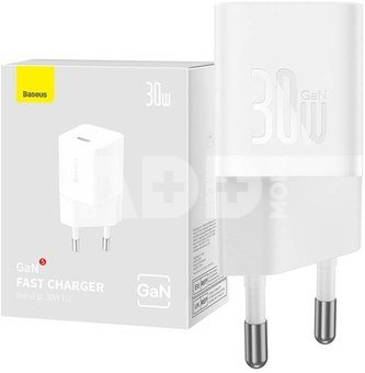 Mini wall charger Baseus GaN5 30W (white)