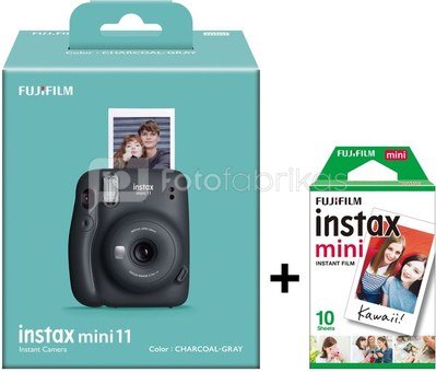 Momentinis fotoaparatas instax mini 11 Charcoal Gray+instax mini glossy (10pl)