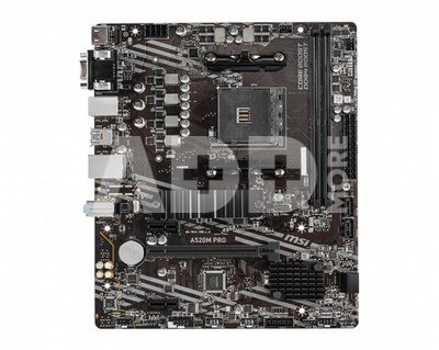 MSI A520M PRO Processor family AMD, Processor socket AM4, DDR4, Memory slots 2, Chipset AMD A, Micro ATX
