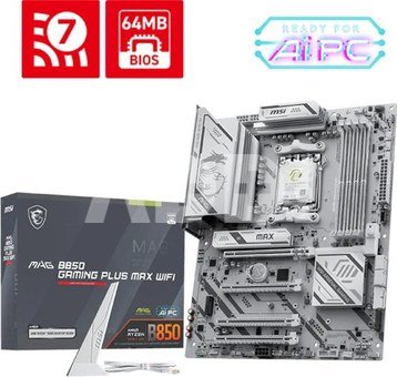 MSI MAG B850 GAMING PLUS MAX WIFI | Processor family AMD | Processor socket AM5 | DDR5 | Supported hard disk drive interfaces SATA, M.2 | Number of SATA connectors 4