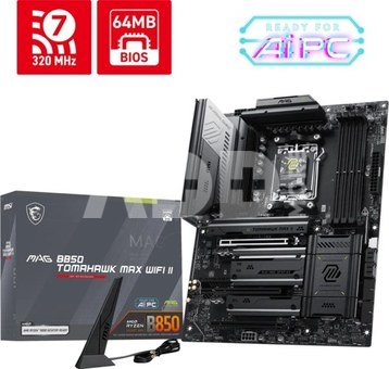MSI MAG B850 TOMAHAWK MAX WIFI II | Processor family AMD | Processor socket AM5 | DDR5 | Supported hard disk drive interfaces SATA, M.2 | Number of SATA connectors 4