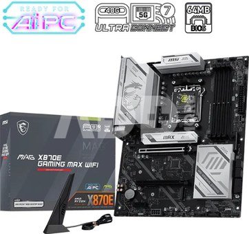 MSI MAG X870E GAMING MAX WIFI | Processor family AMD | Processor socket AM5 | DDR5 | Supported hard disk drive interfaces SATA, M.2 | Number of SATA connectors 4