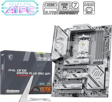 MSI MAG X870E GAMING PLUS MAX WIFI | Processor family AMD | Processor socket AM5 | DDR5 | Supported hard disk drive interfaces SATA, M.2 | Number of SATA connectors 4