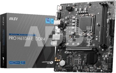 MSI PRO H610M-E DDR4 Processor family Intel, Processor socket LGA1700, DDR4 DIMM, Memory slots 2, Supported hard disk drive interfaces  SATA, M.2, Number of SATA connectors 4, Chipset Intel H610, Mirco-ATX