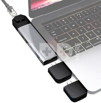 Caruba Multi Functional 9 in 1 USB C Hub Space Gray