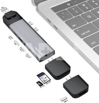 Caruba Multi Functional 9 in 1 USB C Hub Space Gray