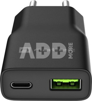 Natec Ribera USB Charger Gan Slim USB 1X USB-A + 1X USB-C 20W | NUC-2377