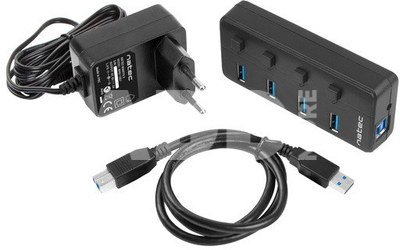 Natec USB 3.0 HUB, Mantis 2, 4-Port, On/Off with AC Adapter