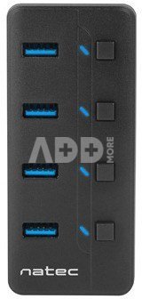 Natec USB 3.0 HUB, Mantis 2, 4-Port, On/Off with AC Adapter
