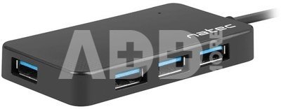 Natec USB 3.0 HUB, Moth, 4-Port, Black
