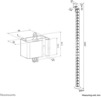 Neomounts ADS06-131WH Cable spine - clamp-on design - universal, White | Neomounts
