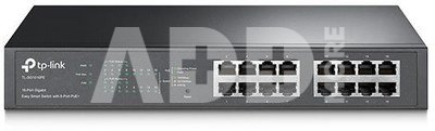 TP-LINK TL-SG1016PE Switch Web Managed, Rack Mountable, 16 x 10/100/1000Mbps ports, 8 x PoE+ ports , PSU single TP-LINK