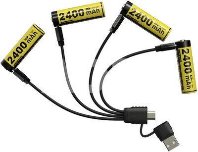 Nitecore NH2400 USB C Rechargeable 1.5V Li ion AA Battery 4 Pack