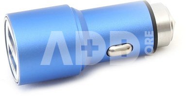 Omega car charger 2xUSB 2100mA Metal, blue (43343)