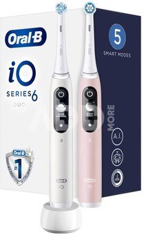 Oral-B Electric Toothbrush | iO6 DuoPack | Rechargeable | For adults | Number of brush heads included 2 | Number of teeth brushing modes 5 | White/Pink