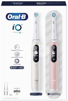 Oral-B Electric Toothbrush | iO6 DuoPack | Rechargeable | For adults | Number of brush heads included 2 | Number of teeth brushing modes 5 | White/Pink