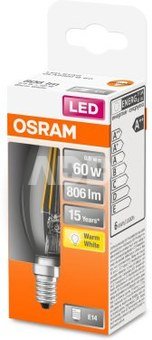 Osram Parathom Retrofit Classic B 60 E14, 6 W, Warm White, 60 W, 6kWh/1000h, 806 lm