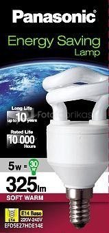Panasonic energy saving bulb E14 5W 2700K Spiral (EFD5E27HDE14E)